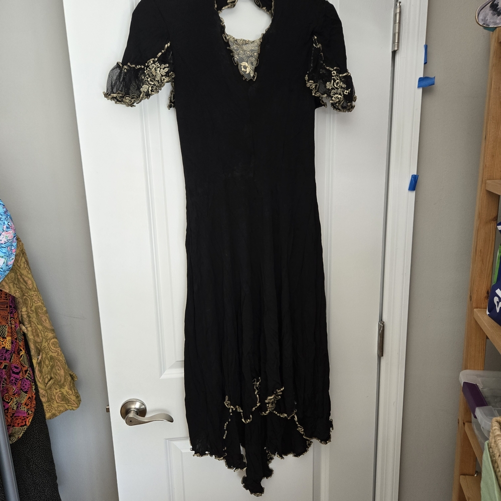 Elegant Black and Gold Women's Dress Made In England